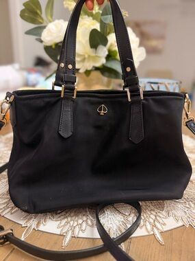 kate spade Black Nylon Satchel with Gold Spade Logo